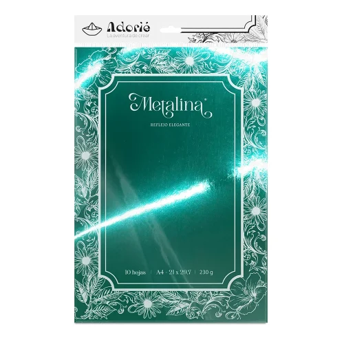 Adorie A4 230 Grs Metalina Aquamarine X 10 Hojas