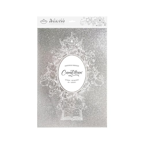 Adorie A4 230 Grs Cuentilina Plateado Estrella Fugaz X10 Hojas