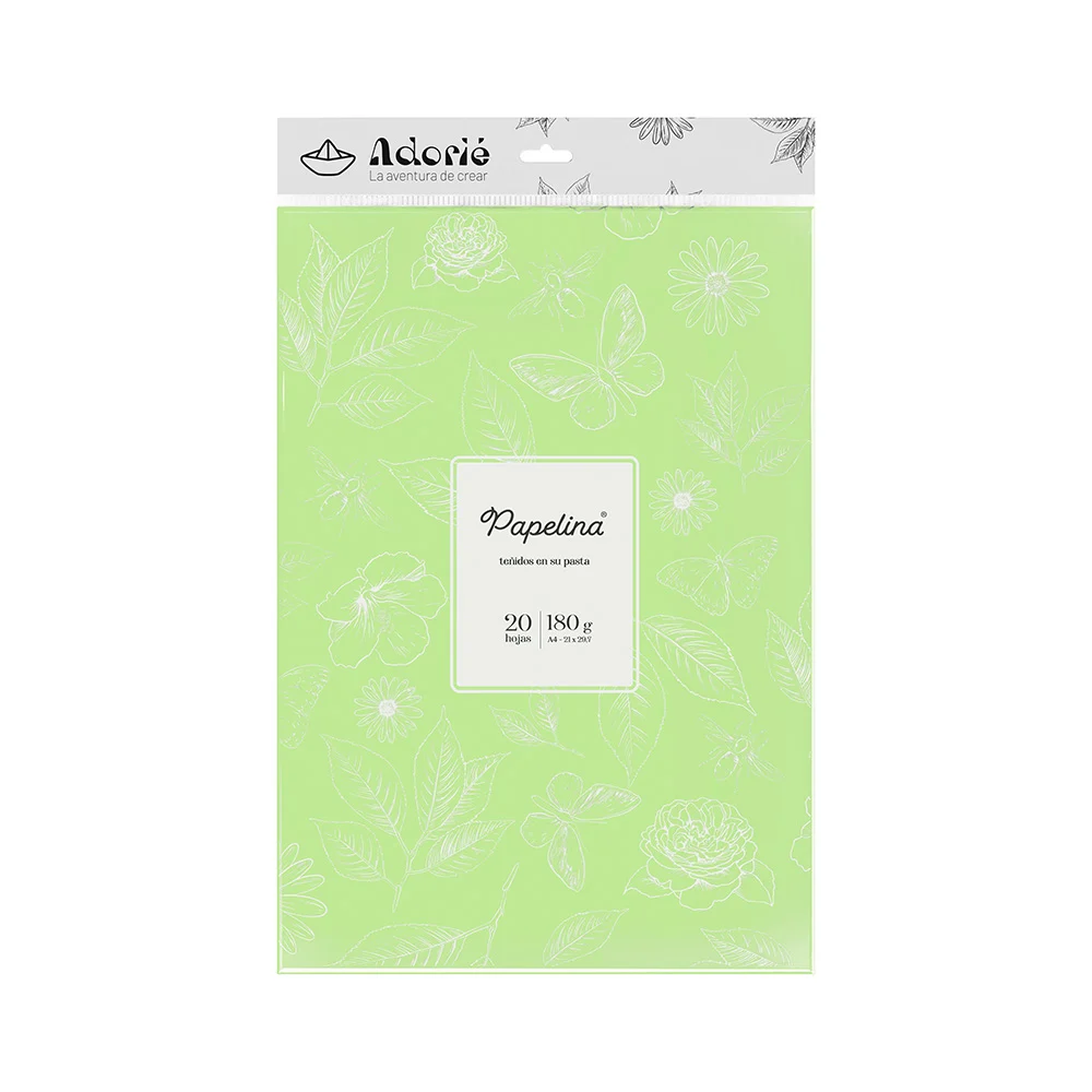 Adorie A4 180 Grs Papelina Verde Fluo X 20 Hojas