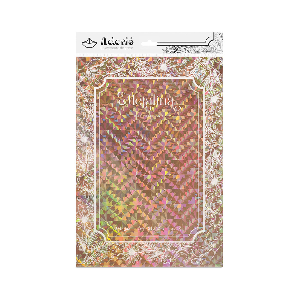 Adorie A4 230 Grs Metalina Diamante Rosa X 10 Hojas