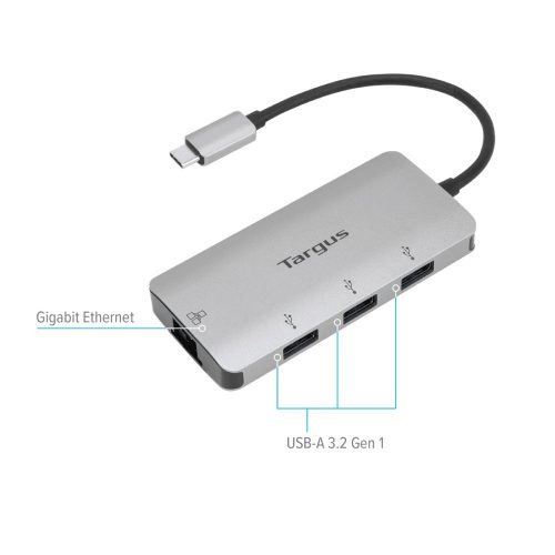 Hub Targus Usb-c Space Gray Puertos Ethernet X 1 + Usb 3.2 X 3