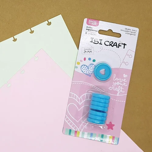 Discos De Expansion Ibi Craft 24mm Corazon X 8pcs Celeste Pastel