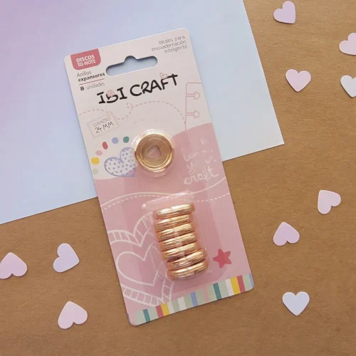 Discos De Expansion Ibi Craft 24mm Corazon X 8pcs Rosa Gold