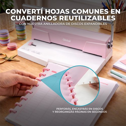 Encuadernadora Discos De Expansion A4 Rosa - Imagen 2