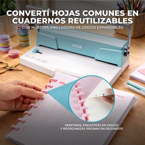 Encuadernadora Discos De Expansion A4 Verde Agua - Imagen 2