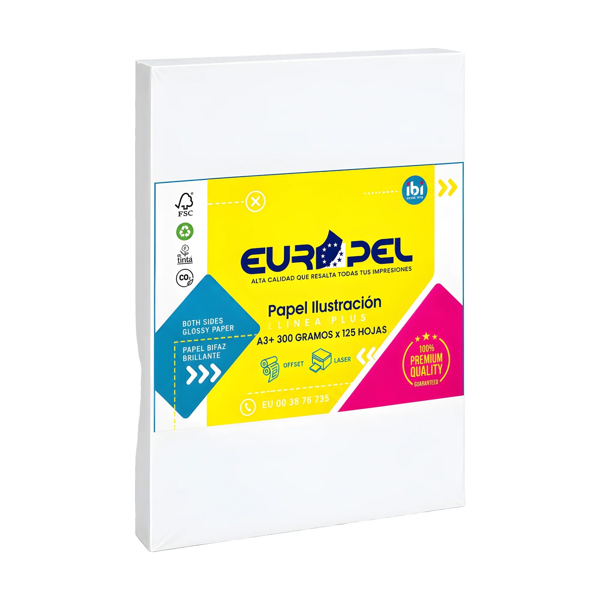 Papel Ilustracion Europel A3+ 300 Grs Glossy X 125 Hojas