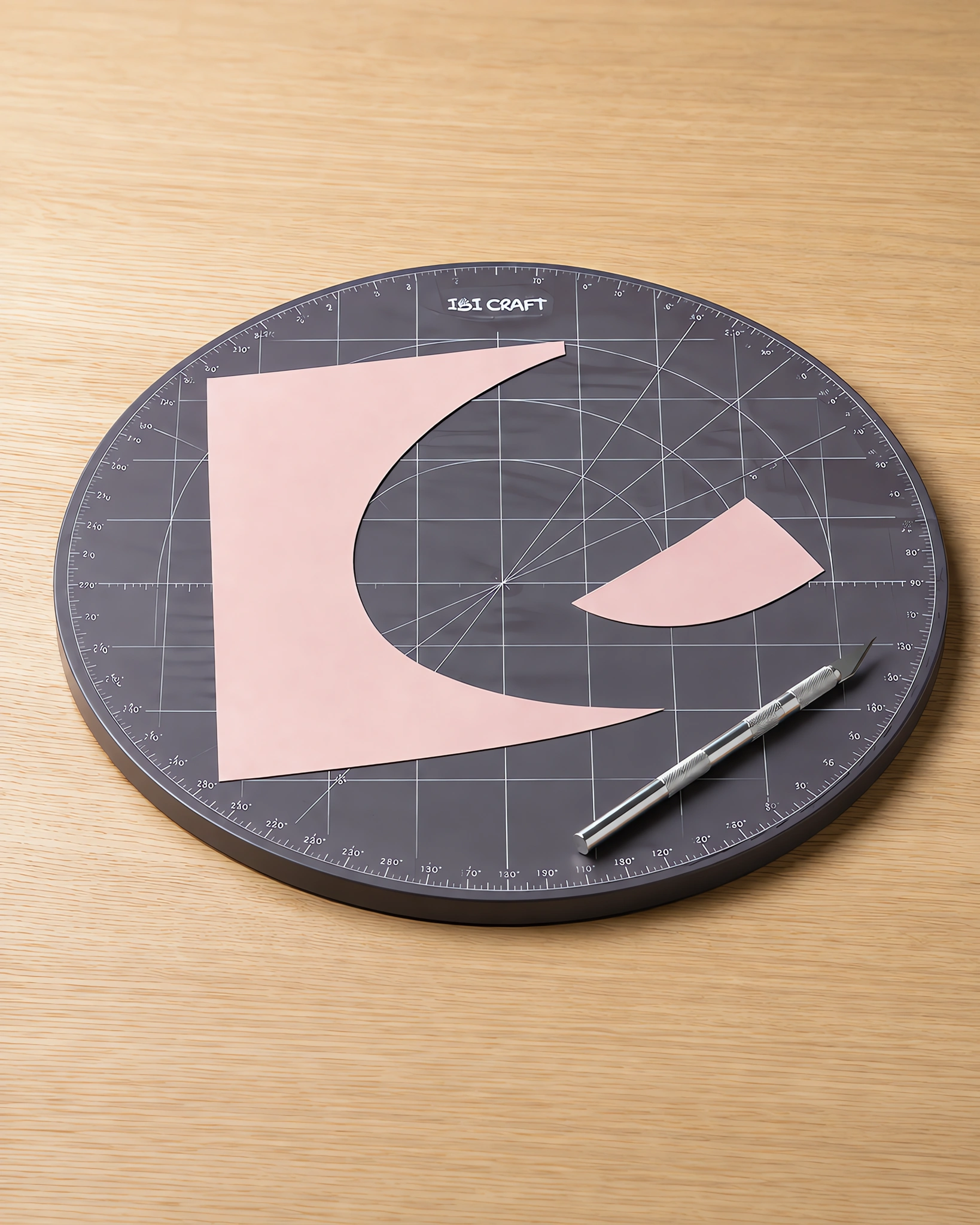 Base de corte giratoria de 28 cm sobre la mesa, con un recorte al lado