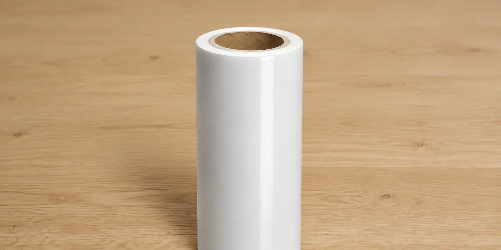 Rollo de film PET para DTF de 30 cm, sobre la mesa de trabajo