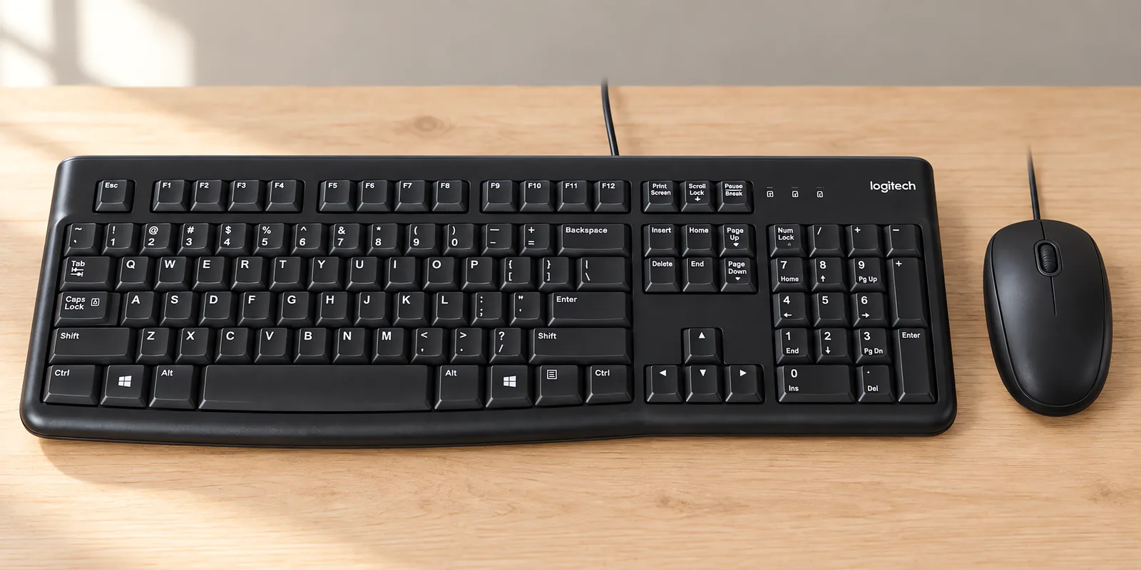 Teclado y mouse Logitech con cable