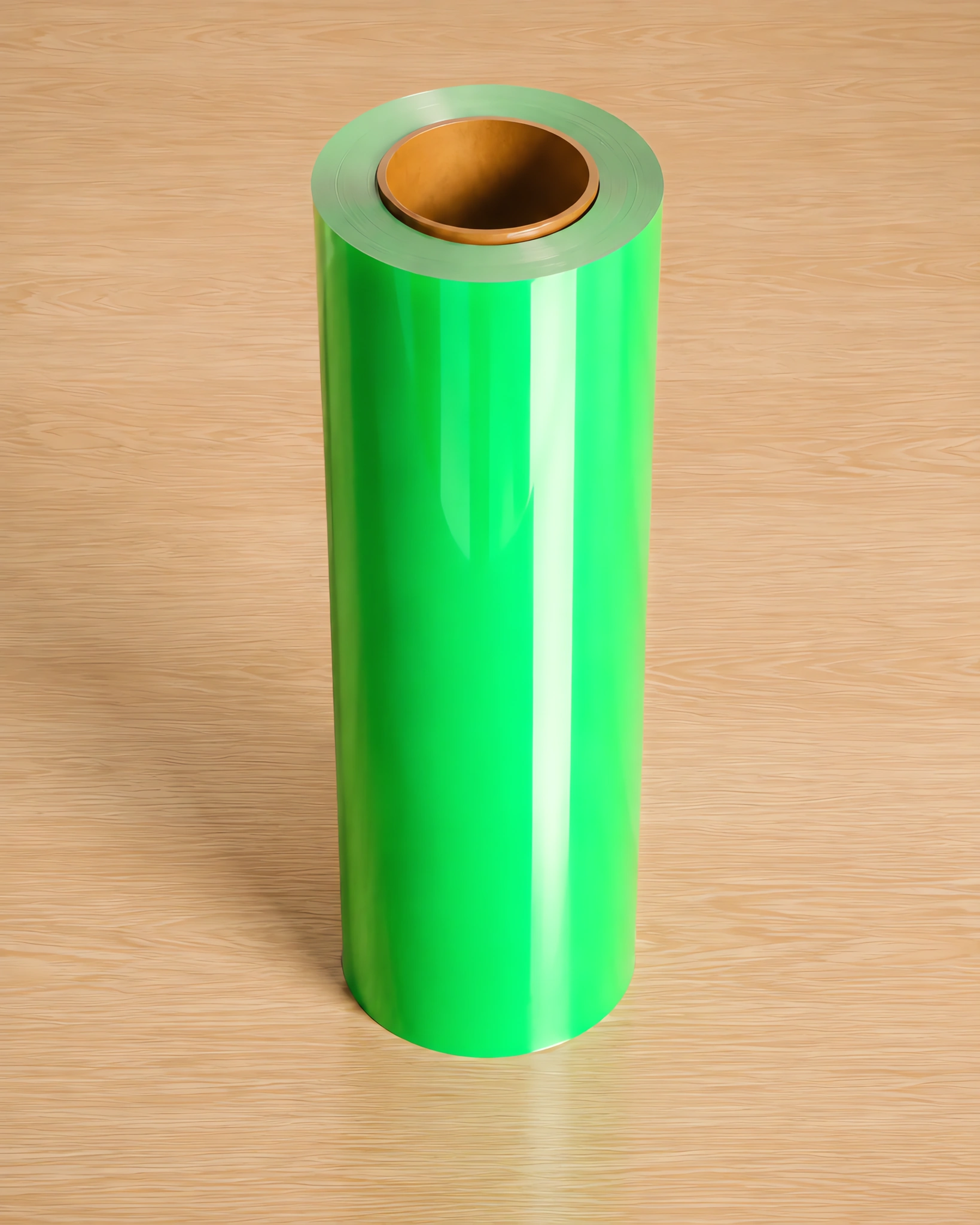 Vinilo termotransferible metalizado y fluo en rollo, sobre la mesa de trabajo