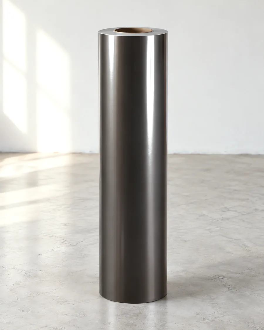 Rollo de vinilo polimérico gris perlado brillante de 127 cm