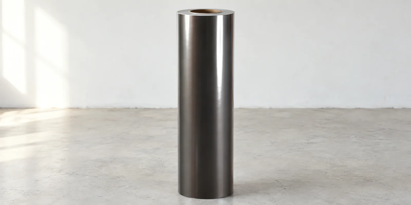 Rollo de vinilo polimérico gris perlado brillante de 127 cm
