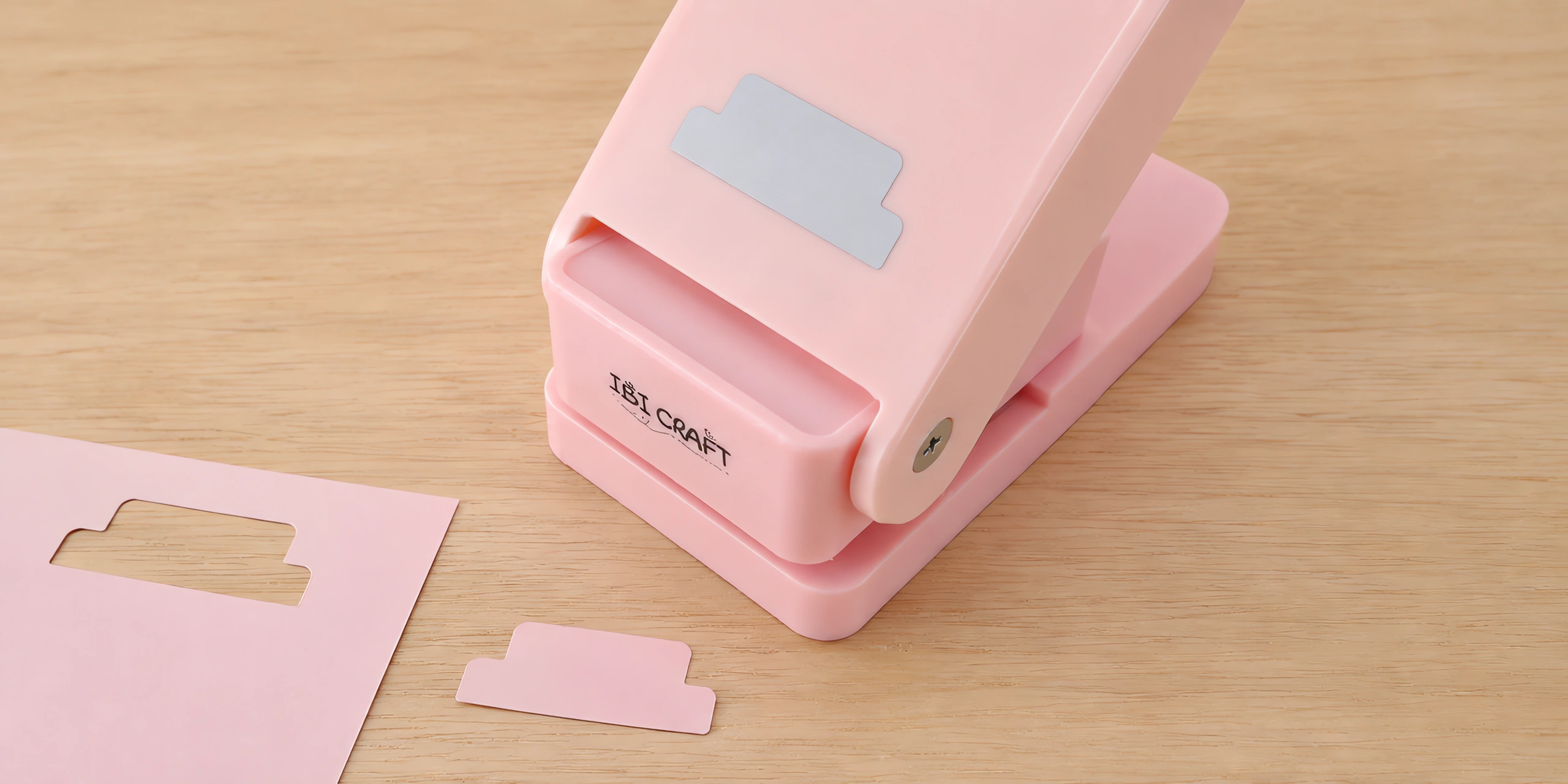 Perforadora Super Punch de Tabulador 2 sobre la mesa, con el recorte delante