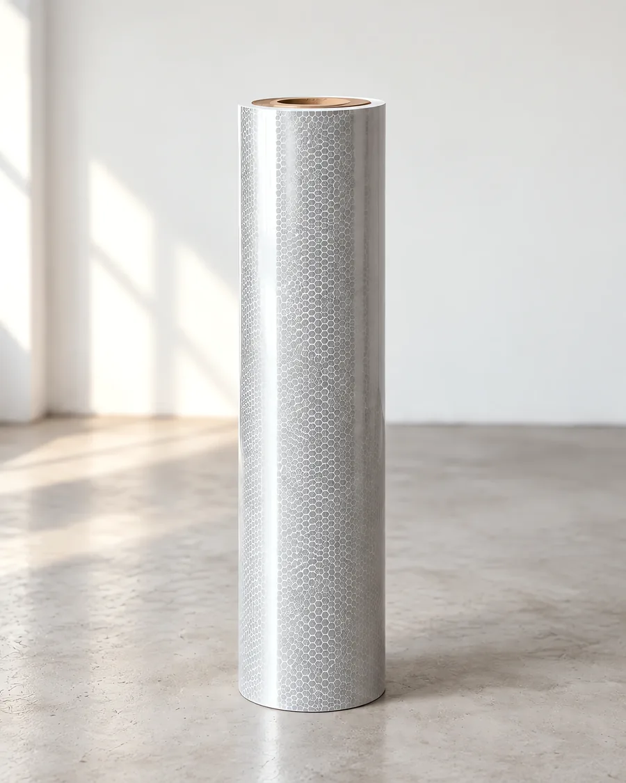 Rollo de vinilo reflectivo blanco de 124 cm