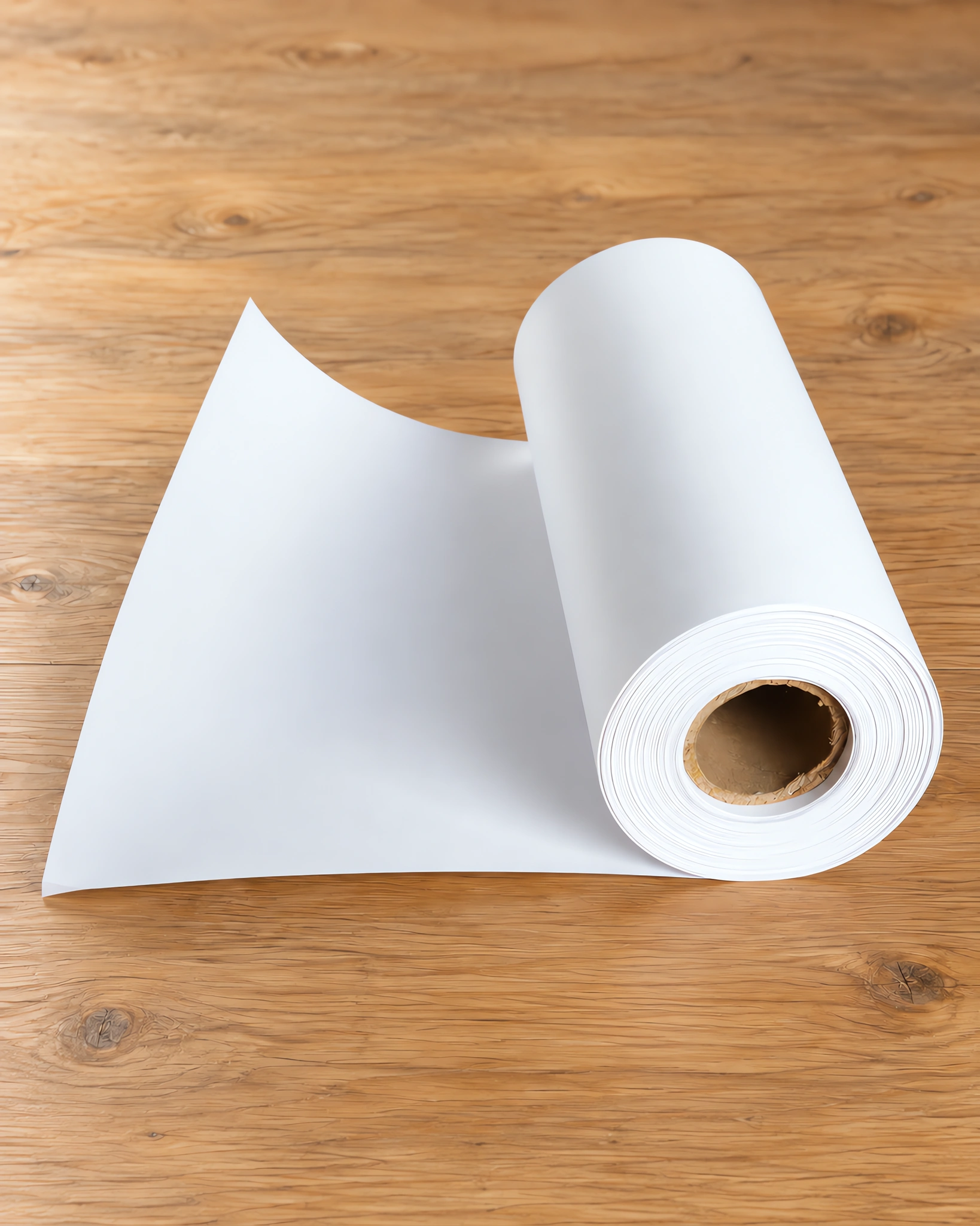 Rollo de papel para sublimar {COLOR}, sobre la mesa de trabajo