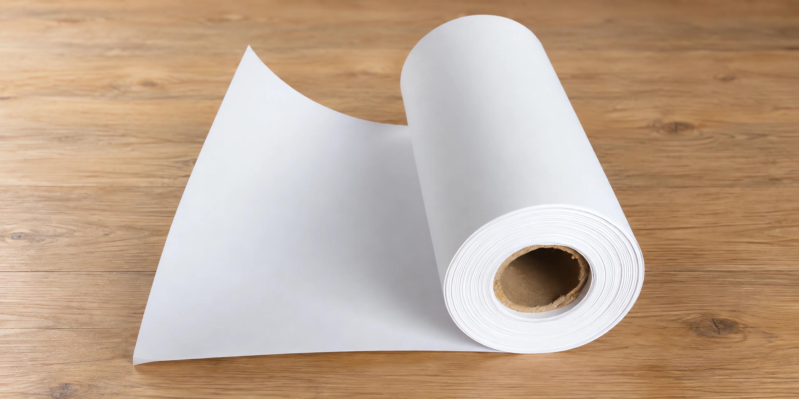 Rollo de papel para sublimar {COLOR}, sobre la mesa de trabajo