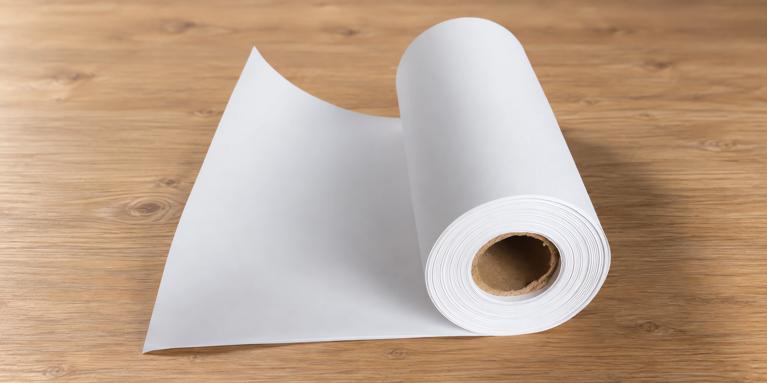Rollo de papel para sublimar {COLOR}, sobre la mesa de trabajo