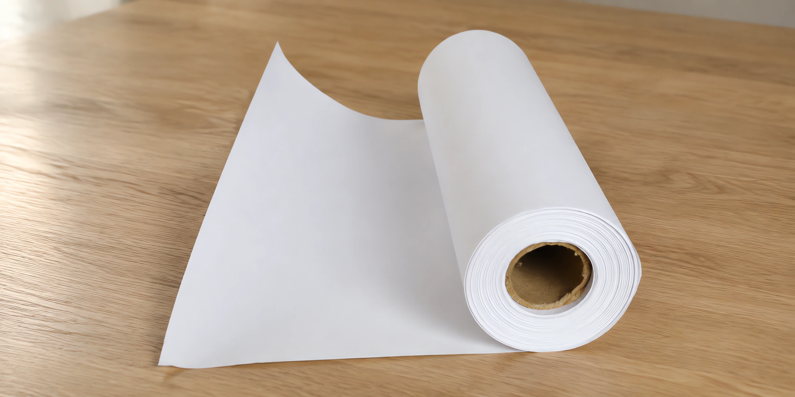 Rollo de papel para sublimar {COLOR}, sobre la mesa de trabajo