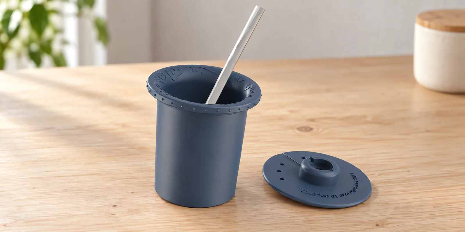 Parte interna de mate azul petróleo, con su bombilla y su disco