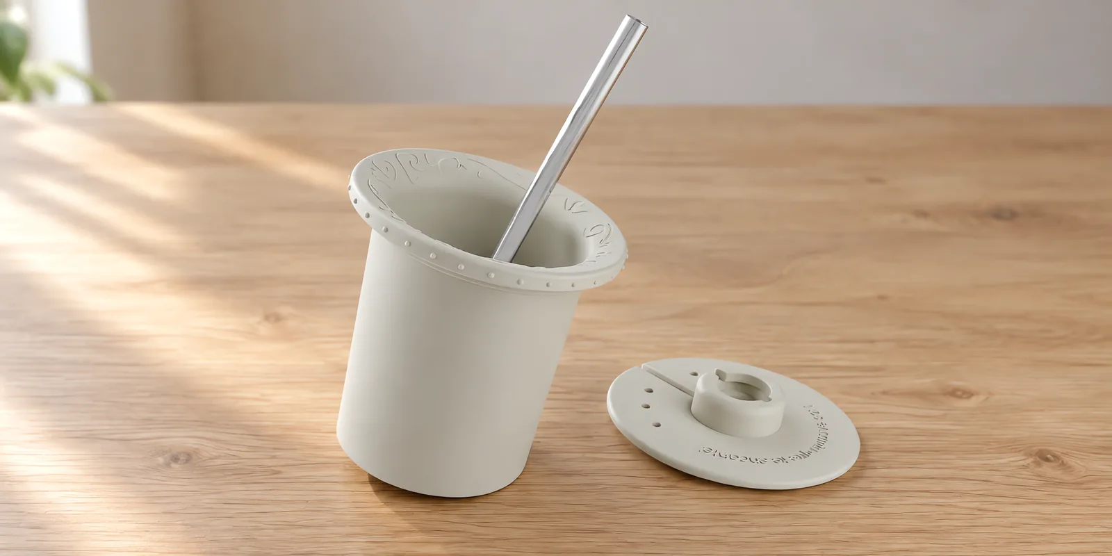 Parte interna de mate crema beige, con su bombilla y su disco