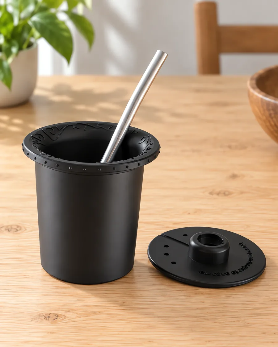 Parte interna de mate negro austral, con su bombilla y su disco