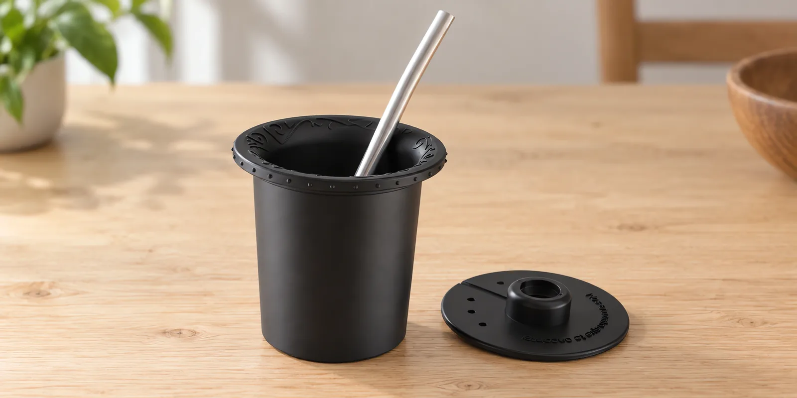 Parte interna de mate negro austral, con su bombilla y su disco