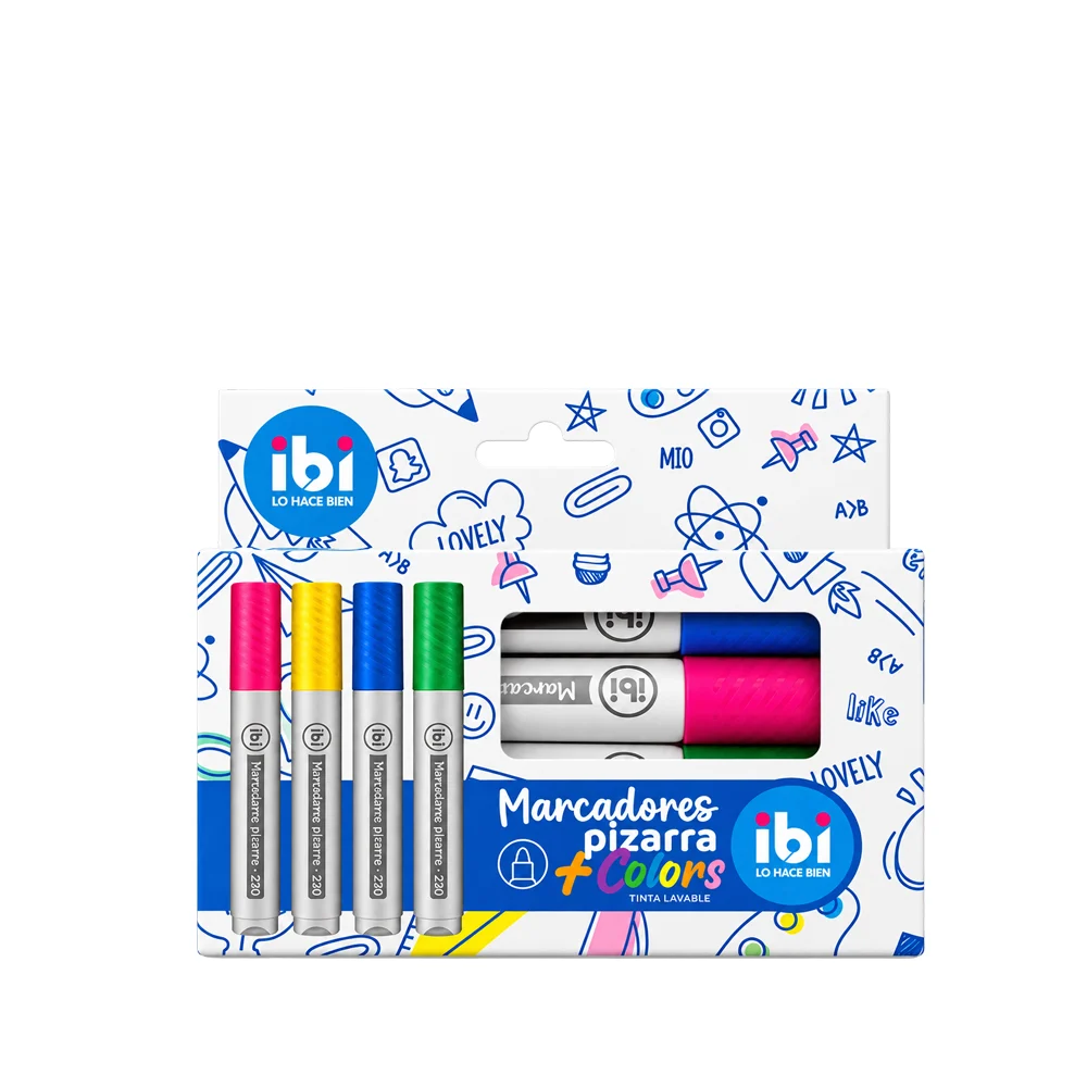 Marcador Grueso Pizarra Ibi X4 Colores