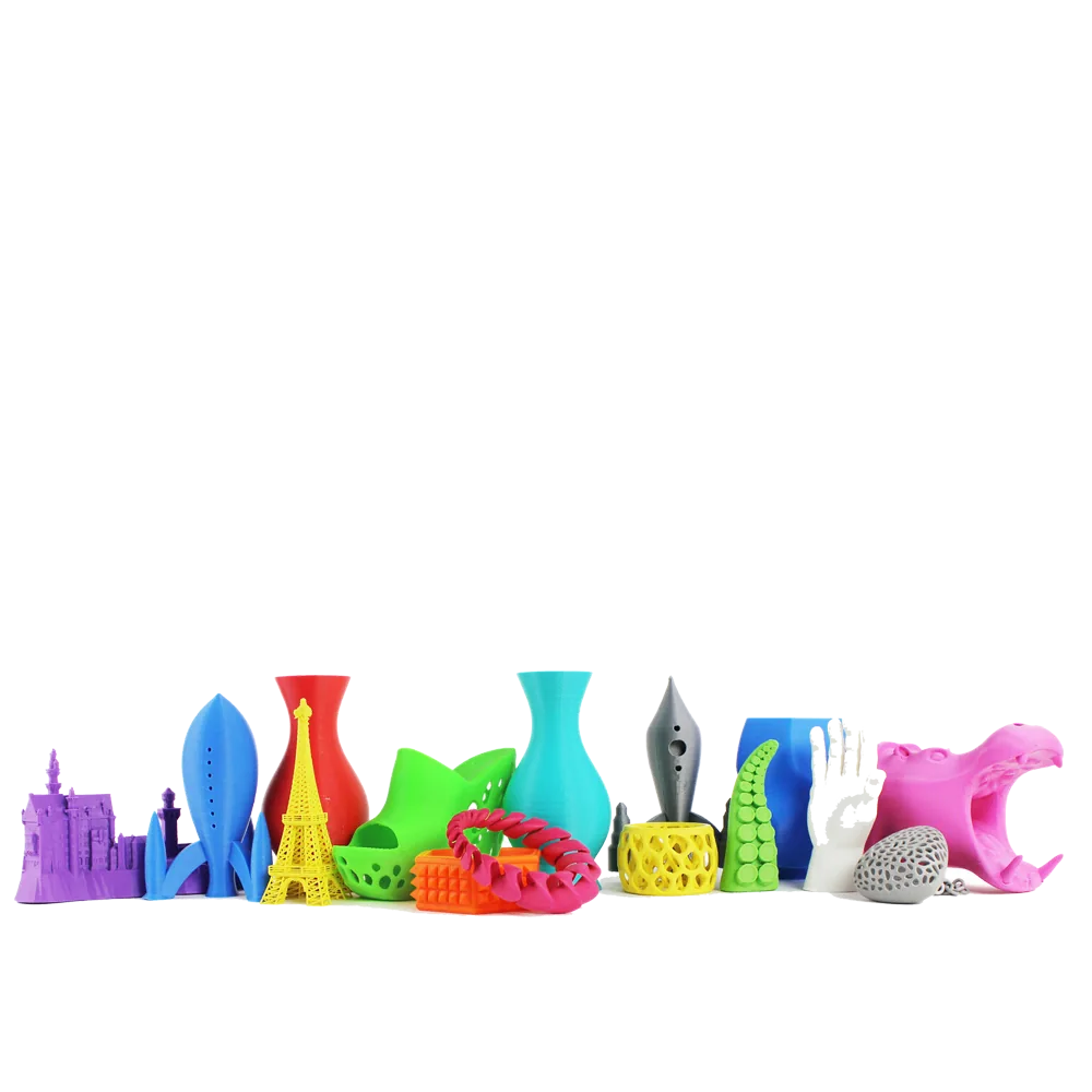 Piezas impresas en 3D de colores